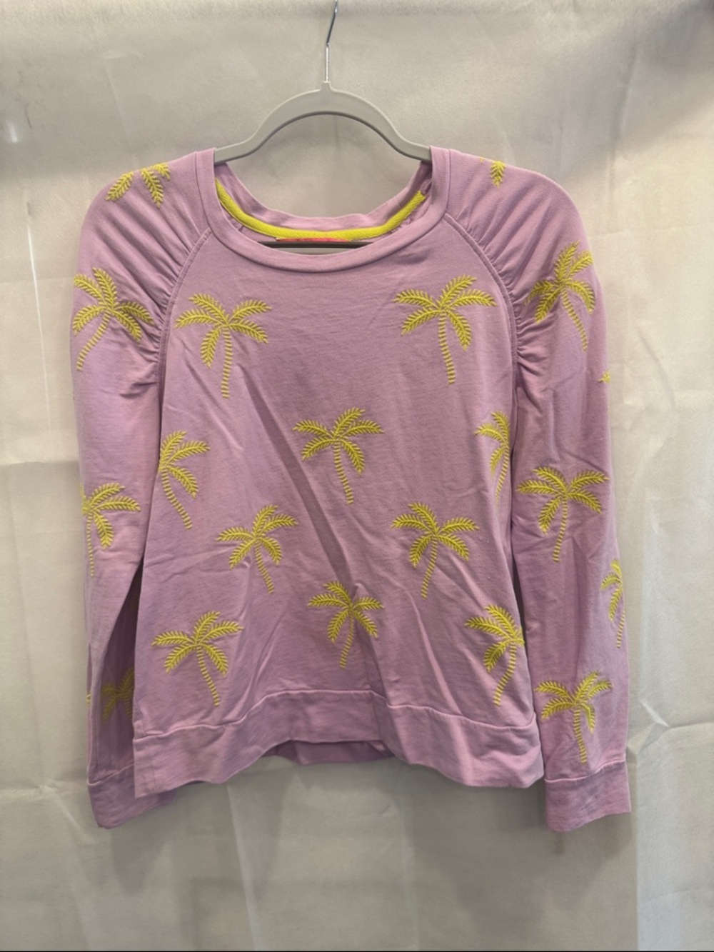 Lilly Pulitzer Lavender Sweatshirt with green neon Palm Embroidery